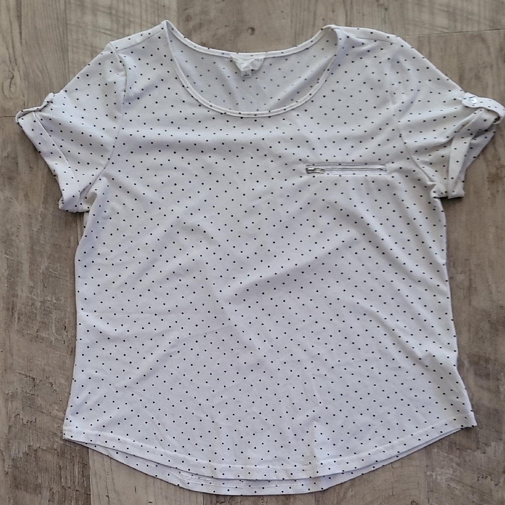 White Polka Dot Women's Top